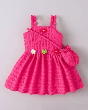 Girls Fit & Flare Dress with Floral Applique-image-36