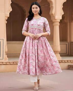 svaraa Women Floral Flared Kurta-picture-48