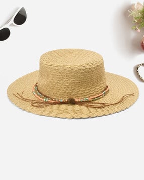Women Flat-Top Boater Hat-image-3