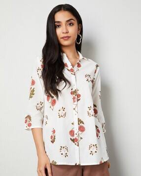 melange by lifestyle Women Floral Print Straight Kurti-picture-3