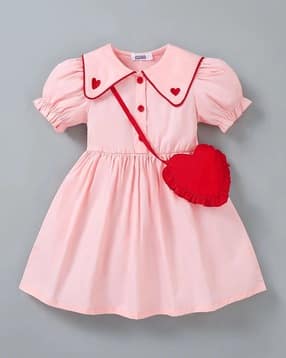 hopscotch Girls Heart Embroidered Fit & Flare Dress-picture-23