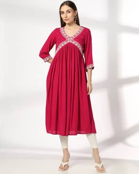 avaasa mix n' match Women V-Neck Aliya-Cut Kurta-picture-24