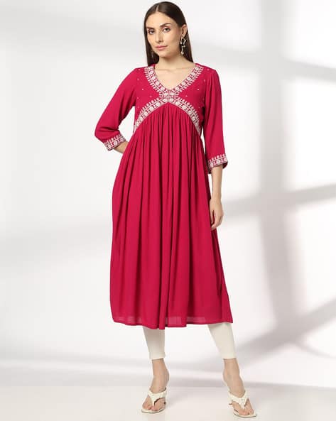 AVAASA MIX N' MATCH Women V-Neck Aliya-Cut Kurta