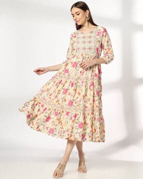 fusion Women Floral Print Tiered Dress-picture-35