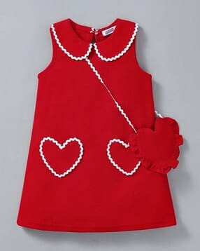 hopscotch Girls A-Line Dress with Heart Applique-picture-53