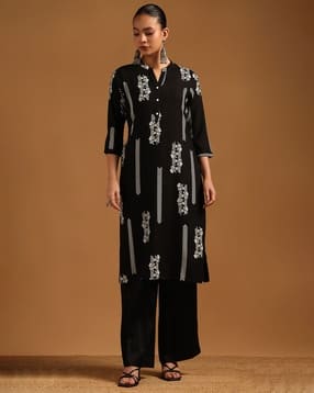 soch Women Printed Straight Kurta with Mandarin Collar-picture-46