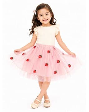 pixie n prince Girls Embroidered Flared Skirt-picture-38