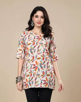 popmantra Women Leaf Print Straight Kurti-picture-27