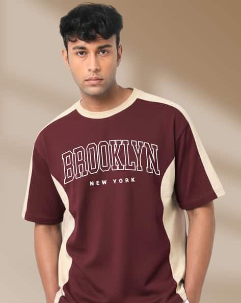 COOL PLUS Men Typographic Print Oversized Crew-Neck T-Shirt - Image 1