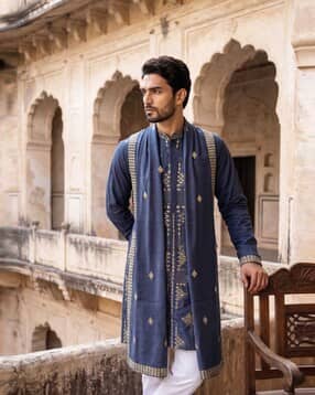 jompers Men Embroidered Regular Fit Kurta & Dupatta Set-picture-50