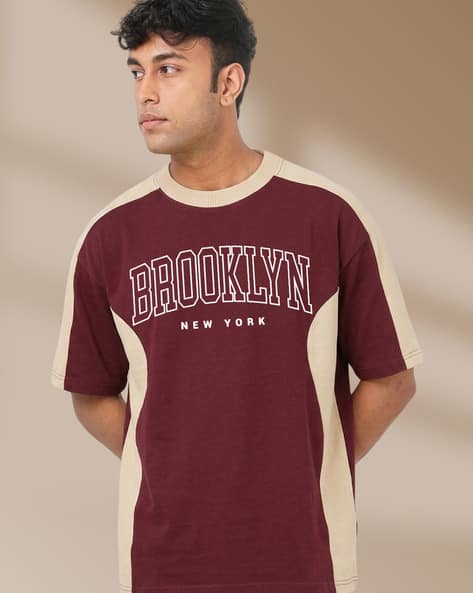 COOL PLUS Men Typographic Print Oversized Crew-Neck T-Shirt - Image 4