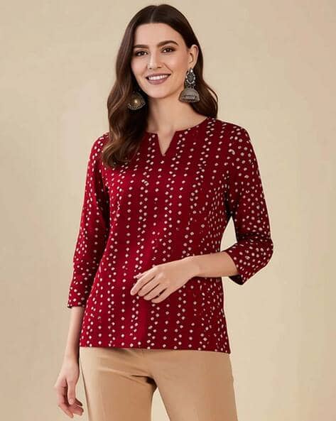 Popmantra Women Geometric Print Straight Kurti