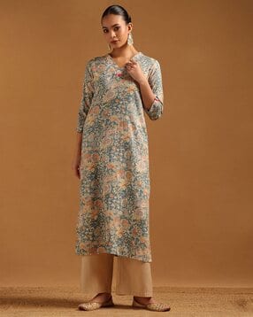 Women Floral Print Straight Kurta-image-31