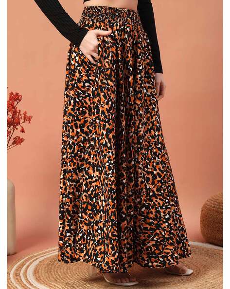 ZWERLON X AG Women Animal Print Flared Palazzos