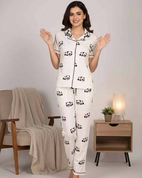 Jade & Julie Women Printed Nightwear Set