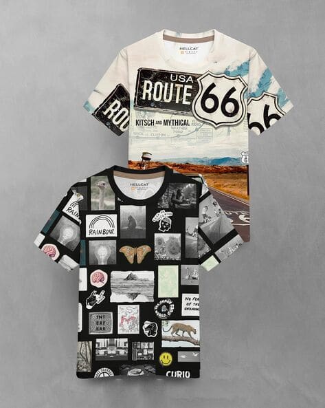 Hellcat Pack of 2 Boy Regular Fit Crew-Neck T-Shirts