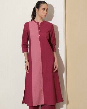 Women Colorblocked Kurta & Pants Set-image-5