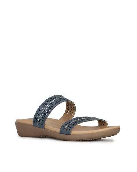 Bata Embellished Slip-On Sandals with Flat Heels
