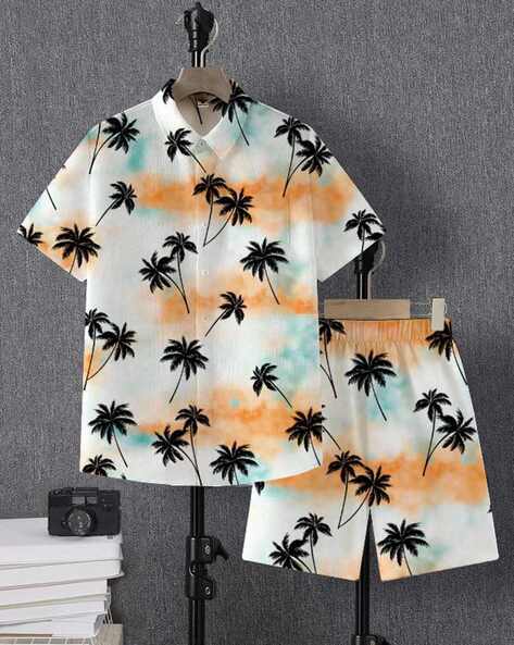 FASTDEAL X AG Boys Tropical Print Shirt with T-Shirt & Shorts Set