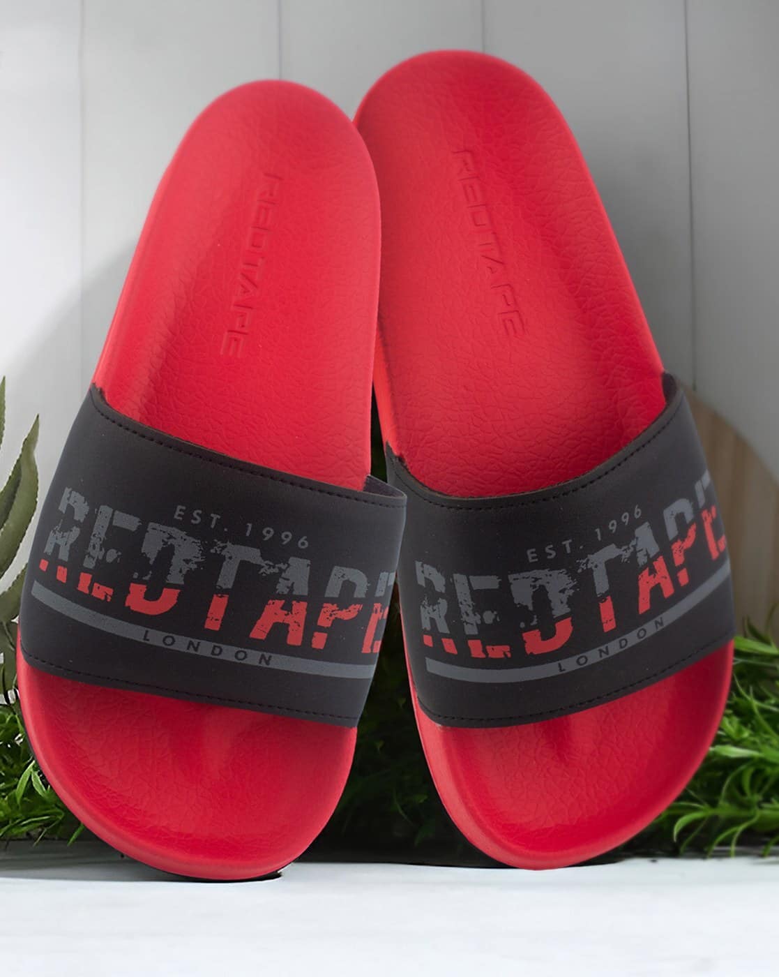 Buy RED TAPE Open-Toe Slip-On Flat Slides Online | Ajio.com