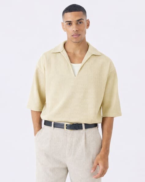 WANQUILA Men Ribbed Regular Fit Polo T-Shirt