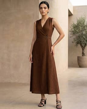 Women V-Neck Fit & Flare Dress-image-30