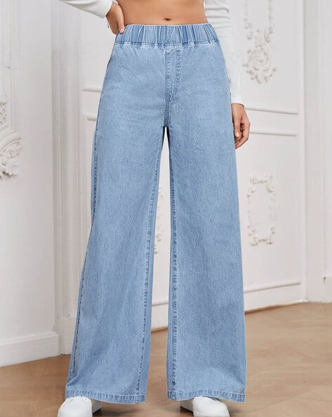 Women Washed Boyfriend High-Rise Clean Jeans