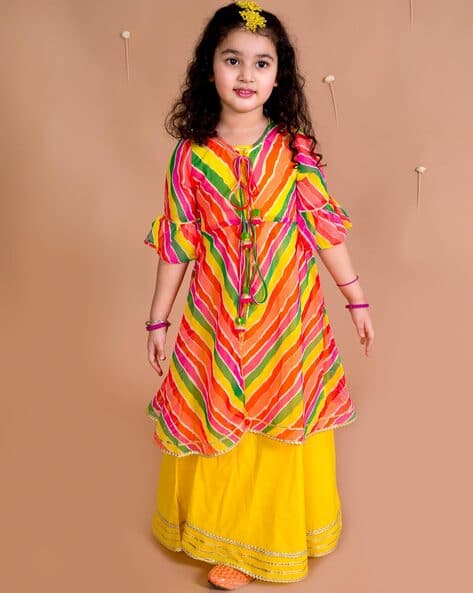 Pspeaches Striped Flared Kurta Set