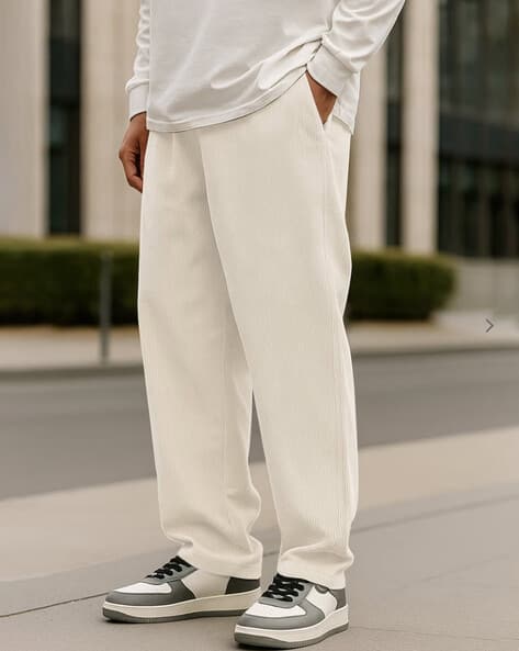 Fabflee X AG Men Relaxed Fit Trousers with Elasticated Drawstring Waist
