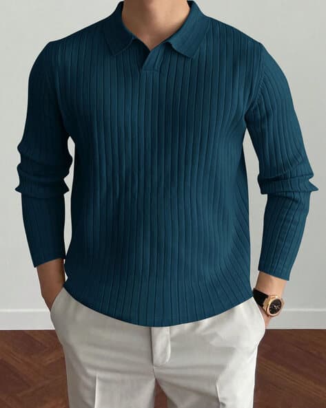 Hoodler Men Striped Regular Fit Polo T-Shirt