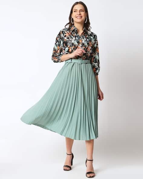 ZWERLON X AG Women Leaf Print Fit & Flare Dress with Belt