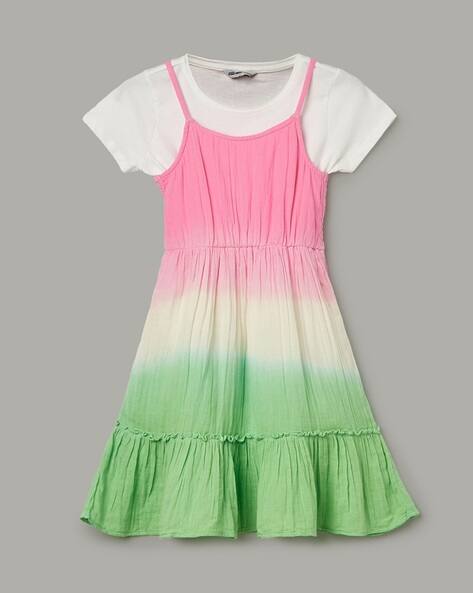 Fame forever by lifestyle Girls Ombre-Dyed Fit & Flare Dress with T-Shirt