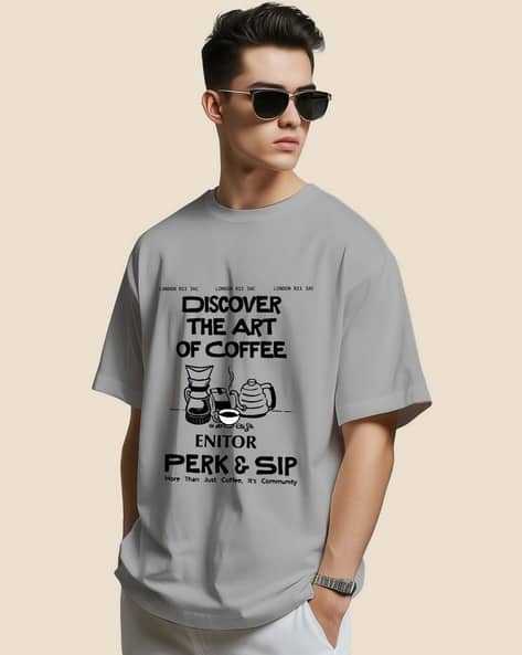 AUSK Men Graphic Print Cotton Oversized Fit T-shirt