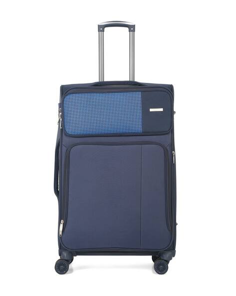 TEAKWOOD LEATHERS Unisex Navy Blue Soft Body Trolley Bag | Lightweight Polyester Travel Luggage - Large