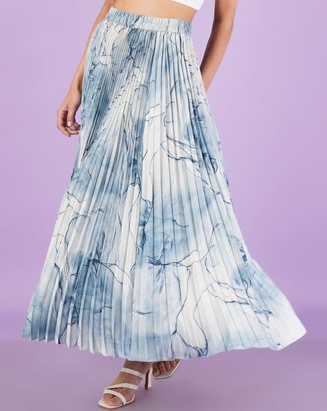 ZWERLON X AG Women Accordion Pleated Printed Flared Skirt