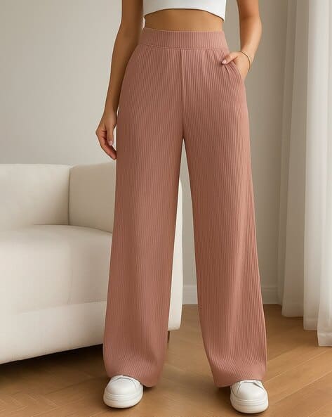 Fabflee X AG Women Ribbed Relaxed Fit Trousers