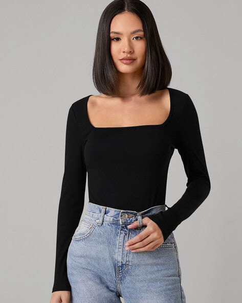 Women Square-Neck Fitted Top