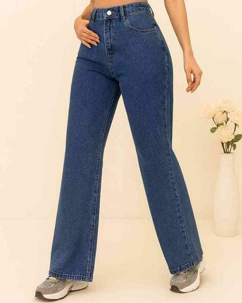 Women Mid-Washed Straight Jeans