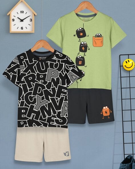 Hellcat Boys Typographic Print Shorts & T-Shirt Set