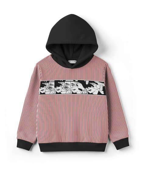 Hellcat Boys Striped Regular Fit Hoodie