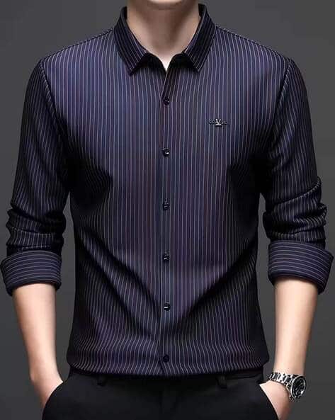 POSHAX Men Striped Regular Fit Shirt with Spread Collar