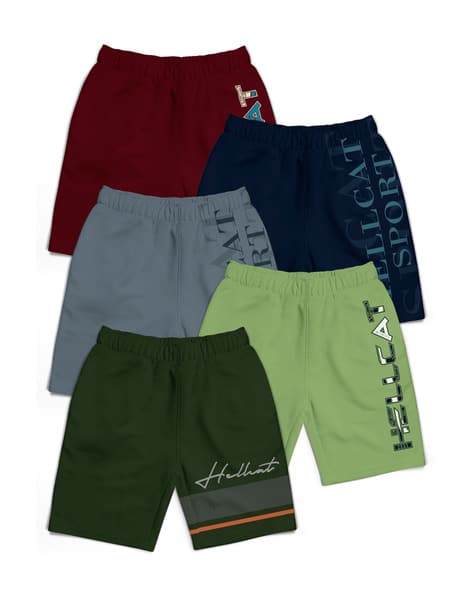 Hellcat Pack of 5 Typographic Print Shorts with Elasticated Waist