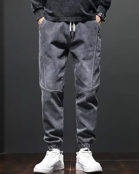 POSHAX Men Lightly Washed Jogger Jeans