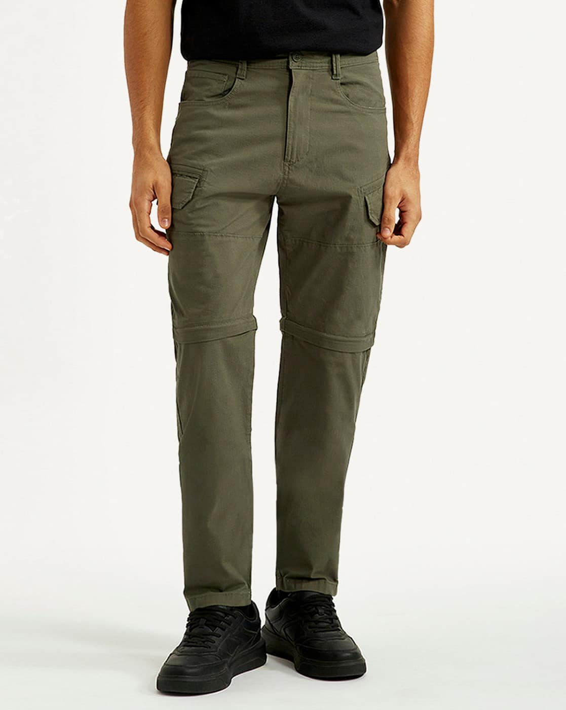Men Slim Fit Flat-Front Cargo Pants