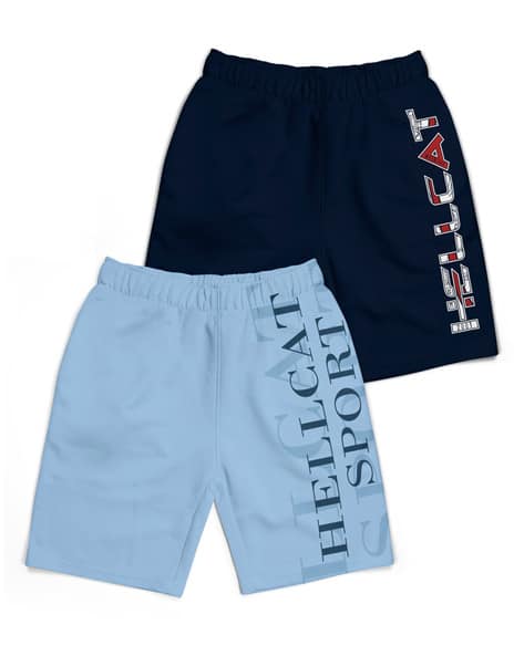 Hellcat Pack of 2 Typographic Print Shorts with Elasticated Waist