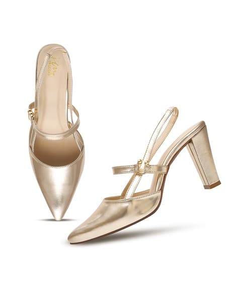 JM LOOKS Women Pointed-Toe Chunky Heeled Shoes