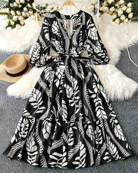 ZWERLON X AG Women Floral Print Fit & Flared Dress