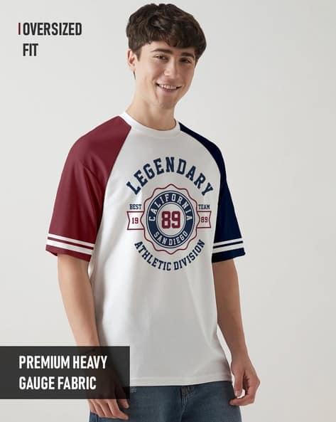 Buy Crazymonk Men Typographic Print Oversiz Online | Ajio.com