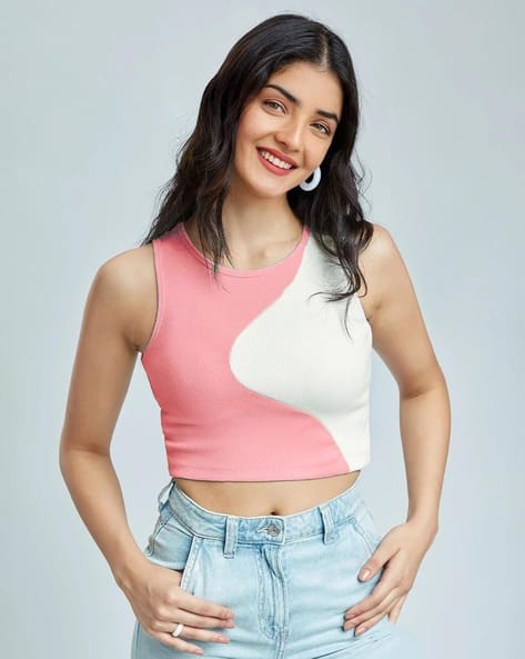 WOMENSTER Women Colourblock Slim Fit Top
