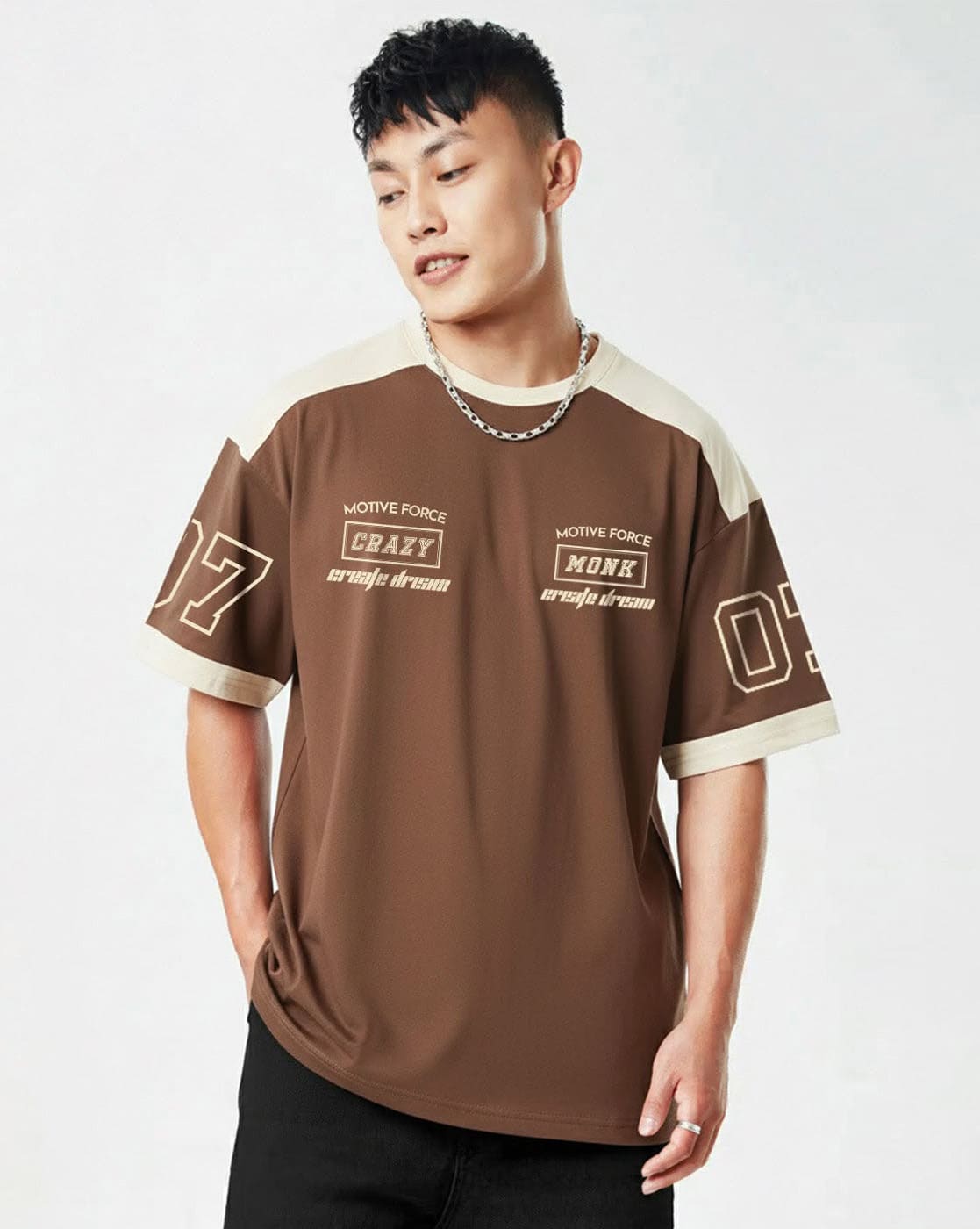 Buy Crazymonk Men Typographic Print Oversiz Online | Ajio.com